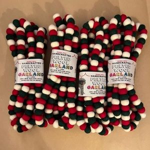 Wool felted garland from Trader Joe’s, four 9-ft long strands.